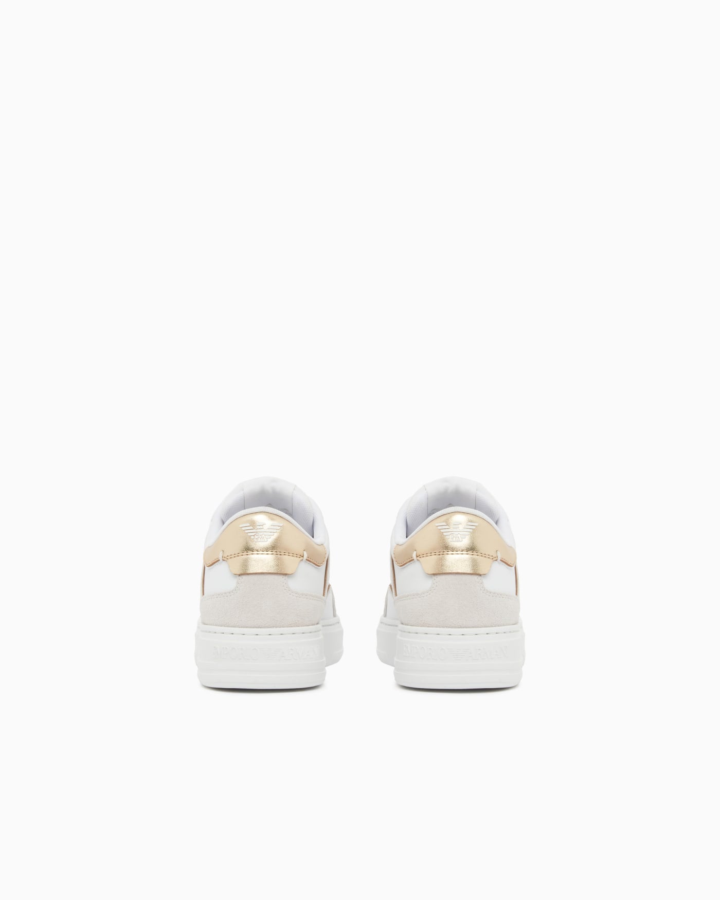 Leather sneakers with gold-coloured details
