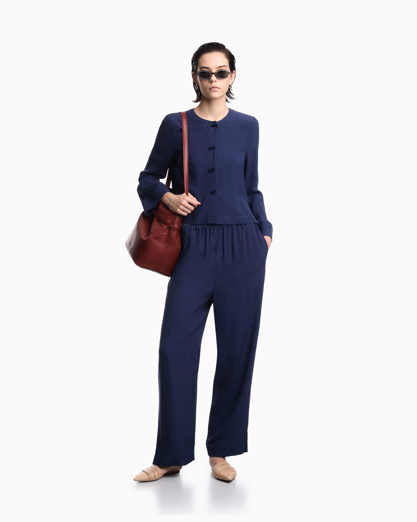 flowing micro leopard spot jacquard trousers