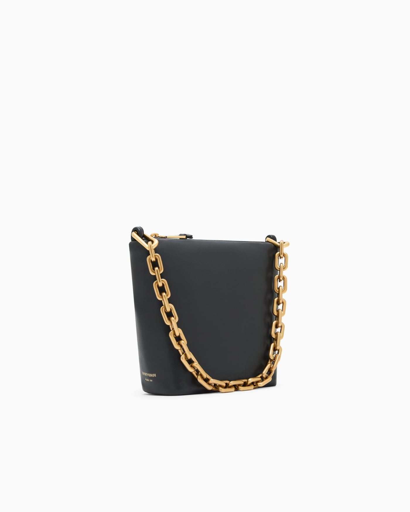 Leather small hobo bag with chain