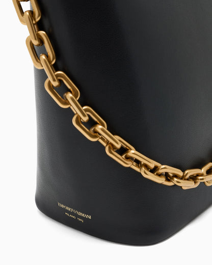 Medium leather hobo bag with chain