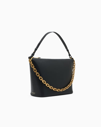 Medium leather hobo bag with chain