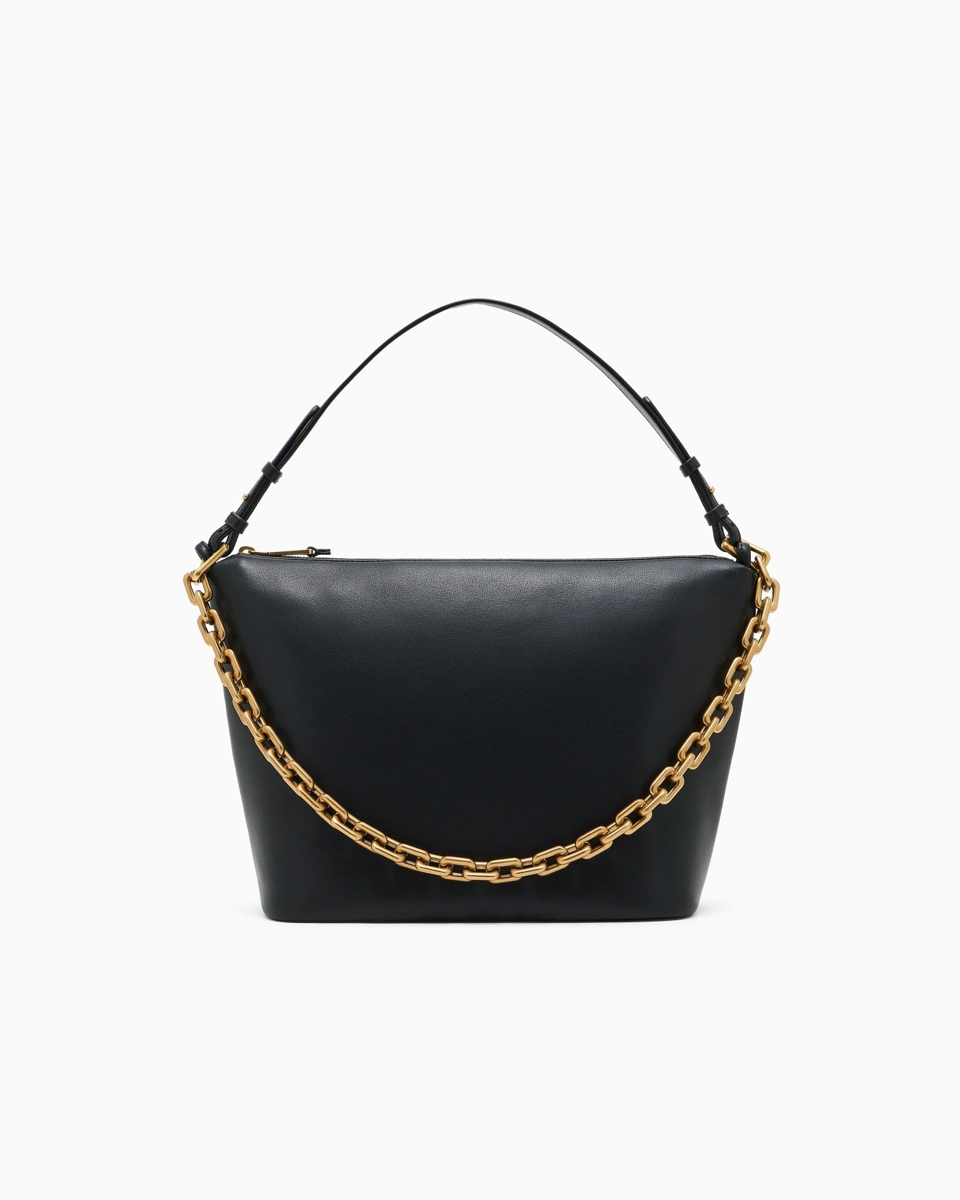 Medium leather hobo bag with chain