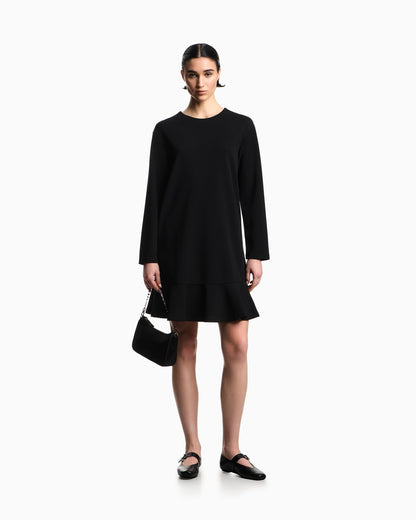Scuba crêpe scuba dress with a flounce