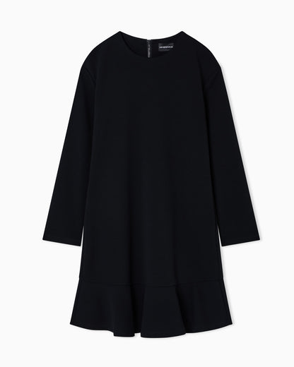 Scuba crêpe scuba dress with a flounce