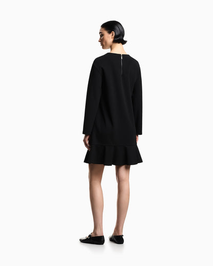 Scuba crêpe scuba dress with a flounce