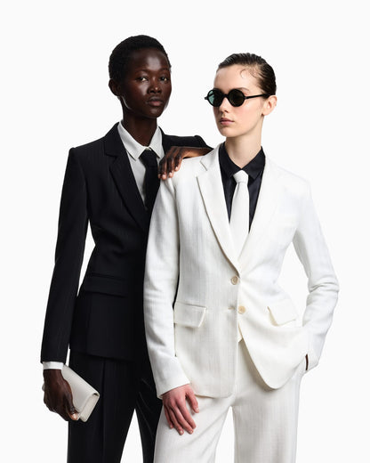 Single-breasted jacket with a lurex pinstriped motif