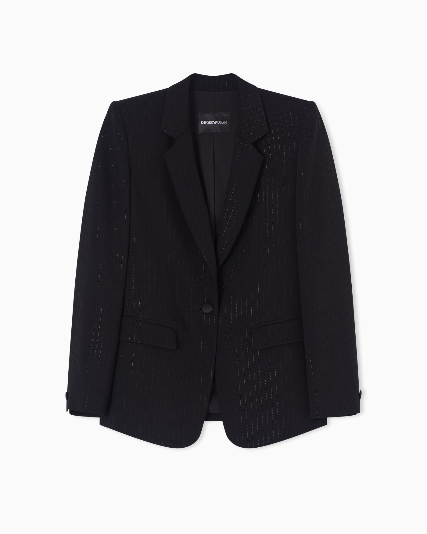 Single-breasted jacket with a lurex pinstriped motif