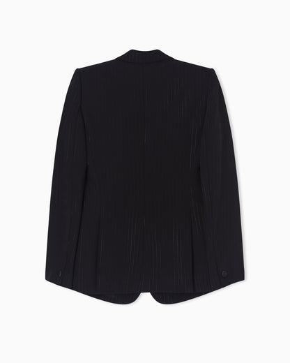 Single-breasted jacket with a lurex pinstriped motif
