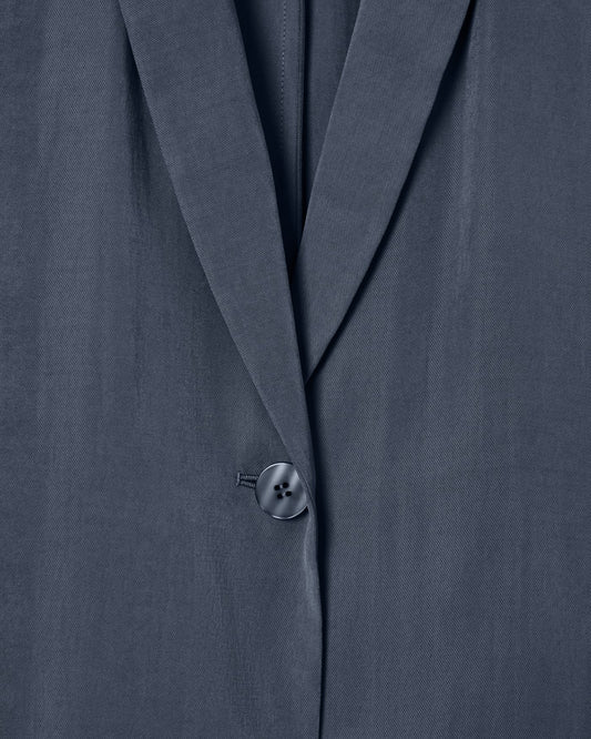 Washed twill single-breasted jacket with shawl collar