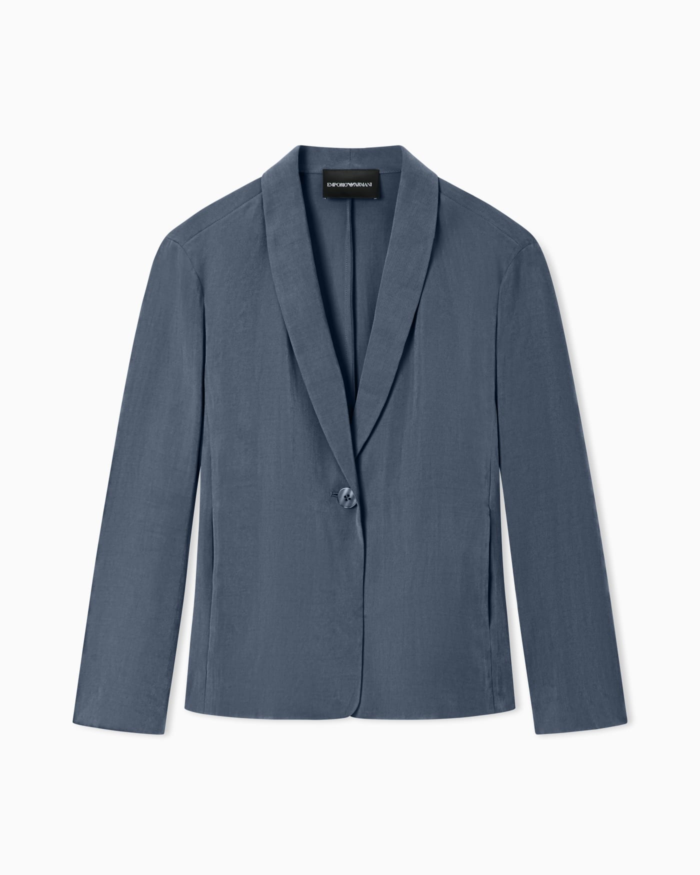 Washed twill single-breasted jacket with shawl collar
