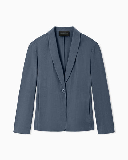 Washed twill single-breasted jacket with shawl collar