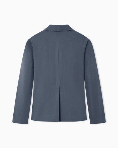 Washed twill single-breasted jacket with shawl collar