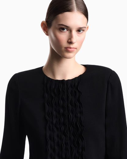 Armure fabric jacket with ruffles