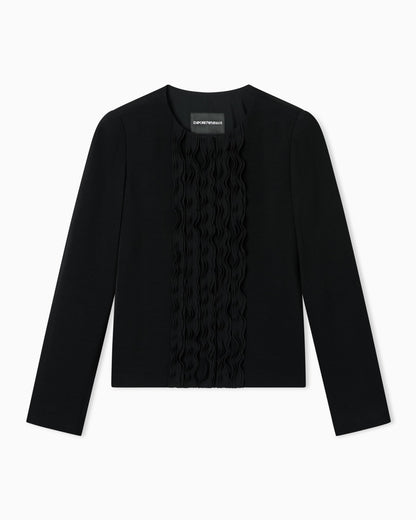 Armure fabric jacket with ruffles