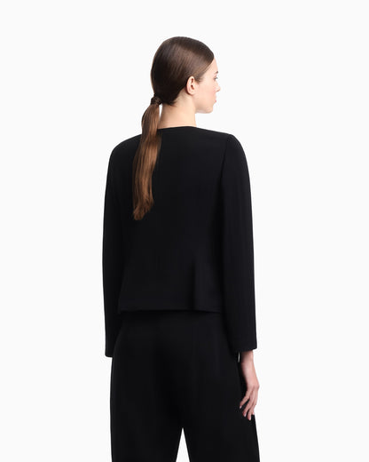 Armure fabric jacket with ruffles