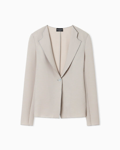 Jacket with lapels in canneté fabric