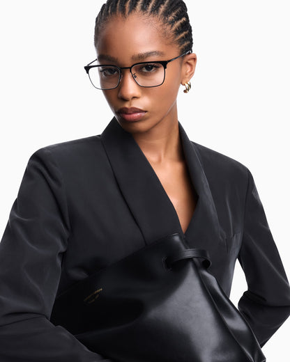 Double-breasted blazer with crepe shawl neckline
