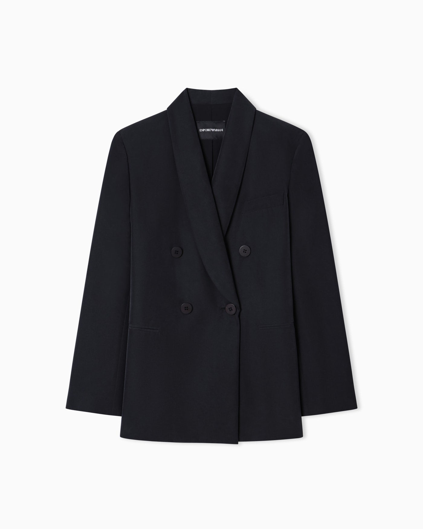 Double-breasted blazer with crepe shawl neckline