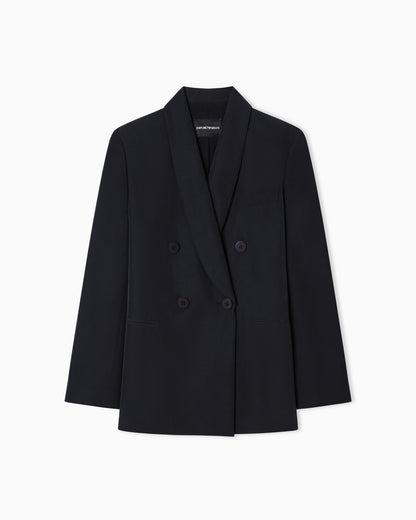 Double-breasted blazer with crepe shawl neckline