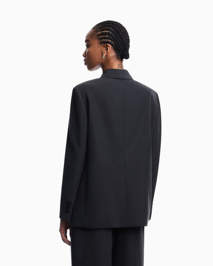 Double-breasted blazer with crepe shawl neckline