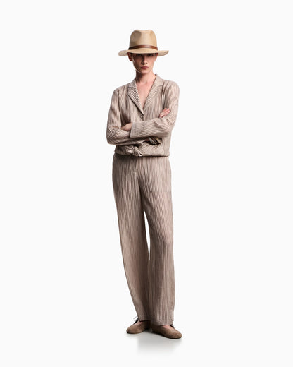 Single-breasted jacket in sparkling pleated crepon