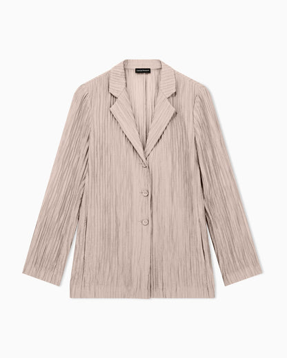 Single-breasted jacket in sparkling pleated crepon