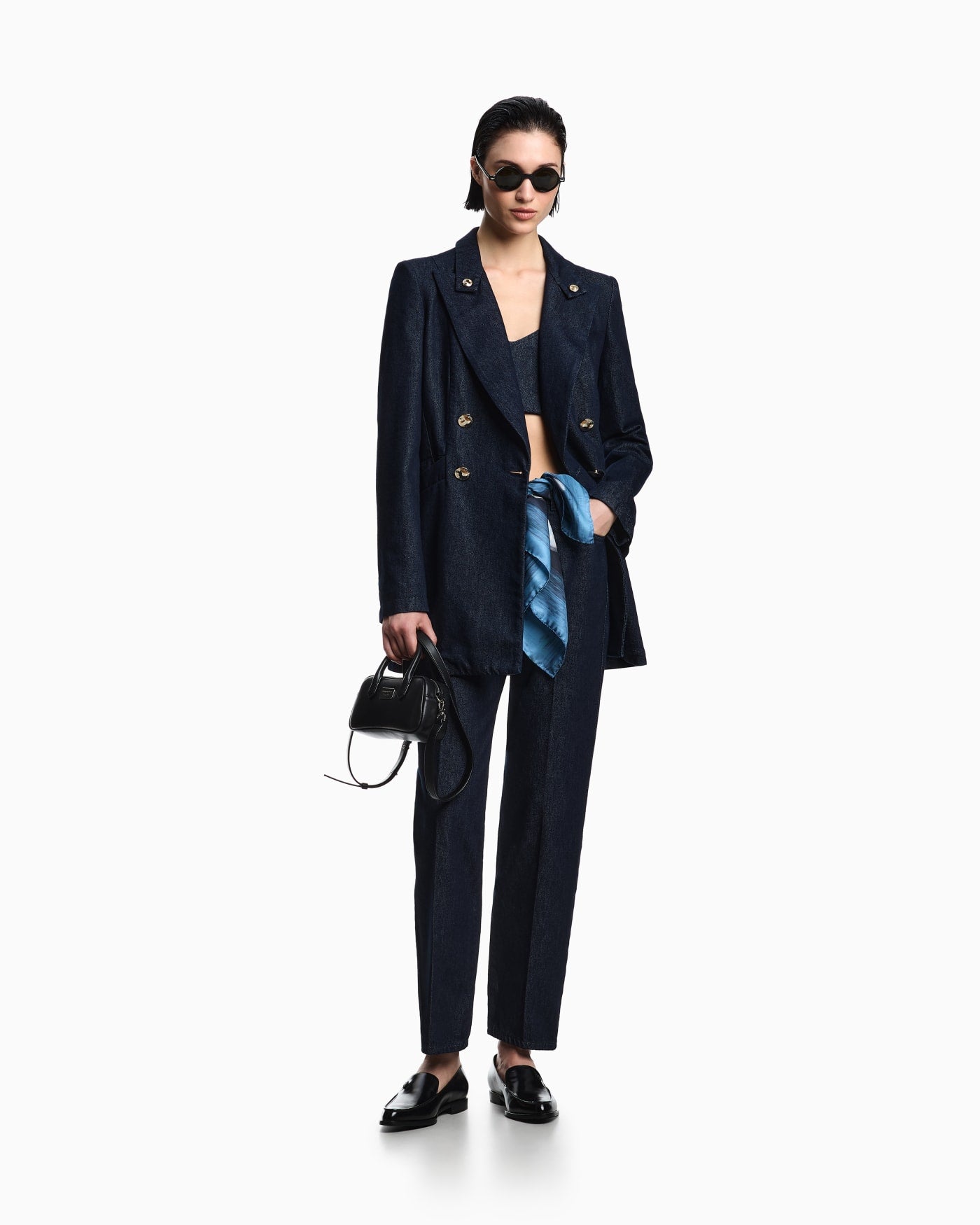 Double-breasted blazer in 11 oz denim