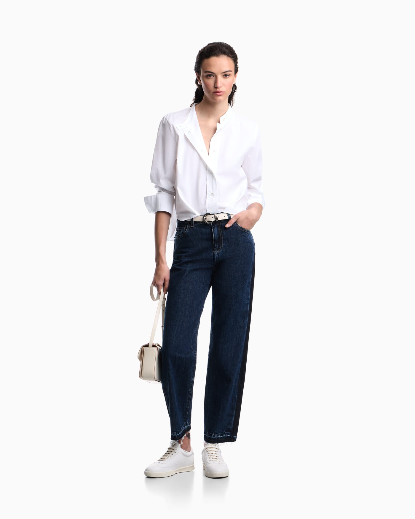 J3H regular-fit jeans in marbled denim with side band