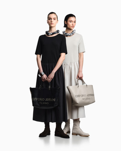 Long, short-sleeved interlock dress