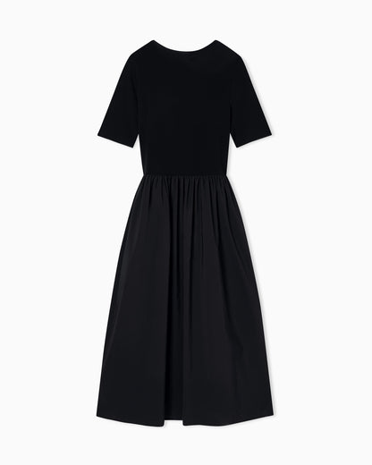 Long, short-sleeved interlock dress