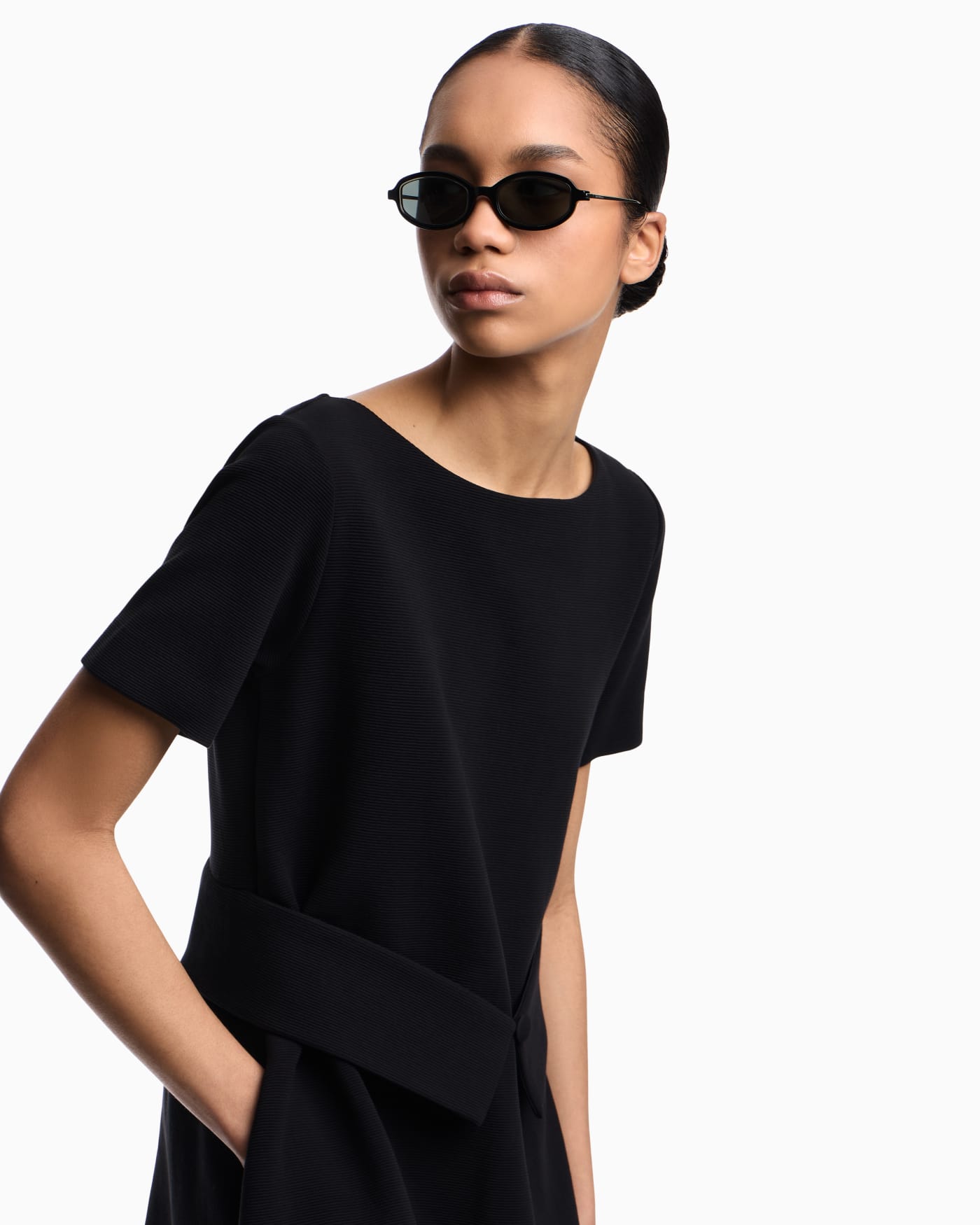 Ottoman jersey flared dress