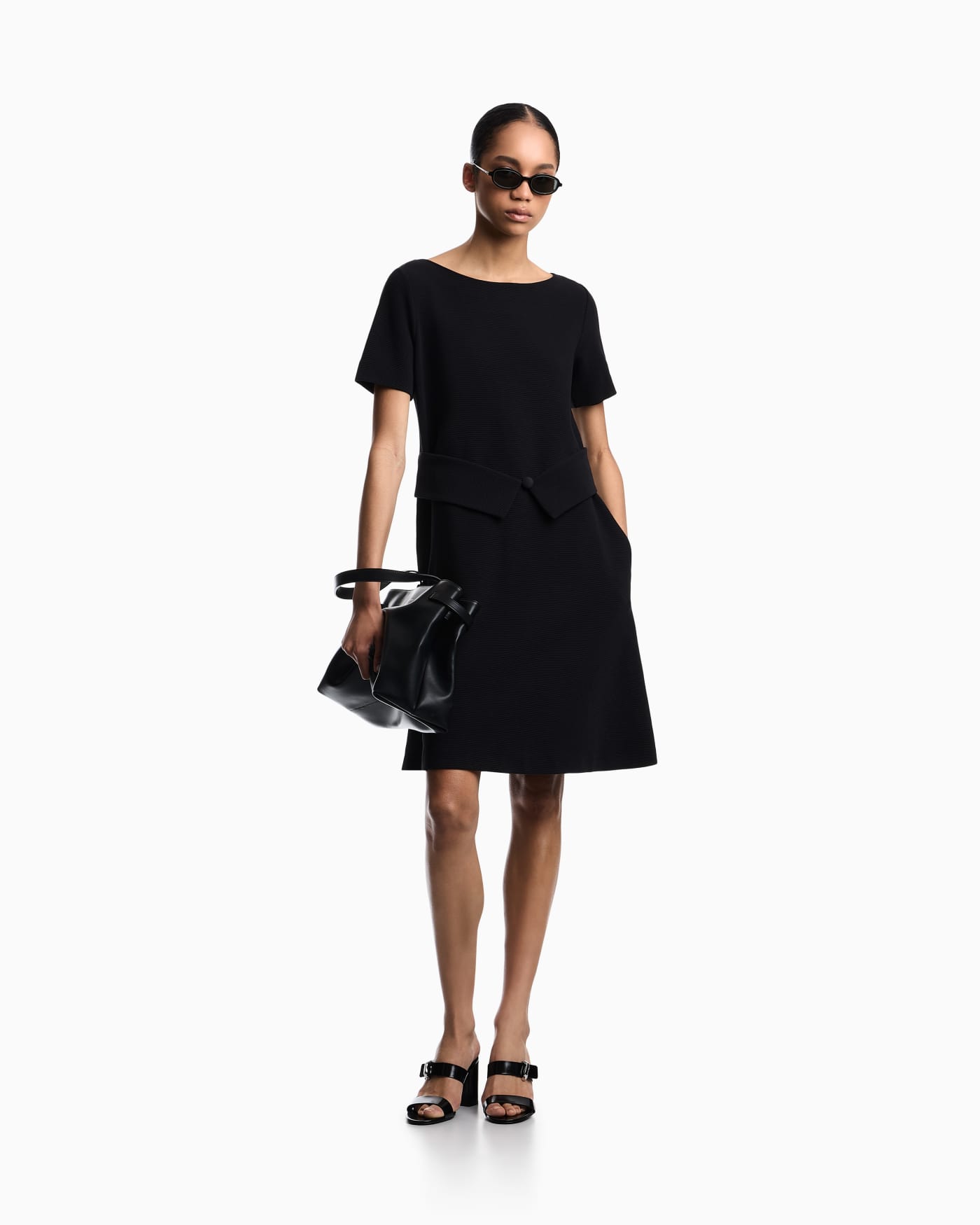 Ottoman jersey flared dress