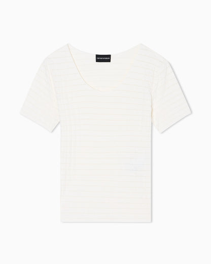 Stretch nylon jersey jumper with jacquard motif