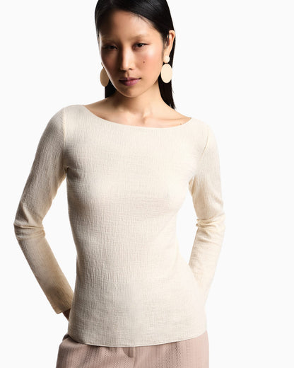 Boat neck jumper in textured jersey