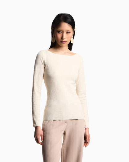 Boat neck jumper in textured jersey