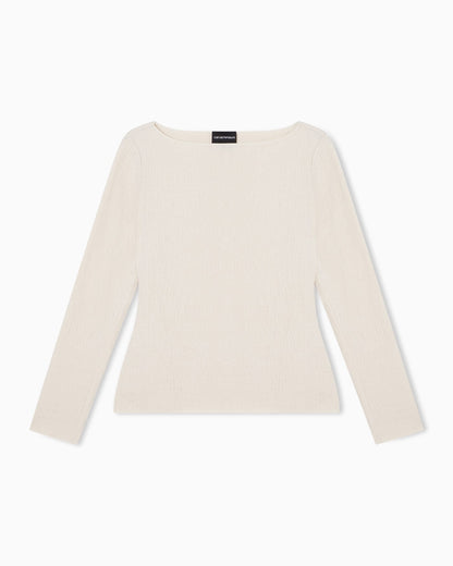 Boat neck jumper in textured jersey
