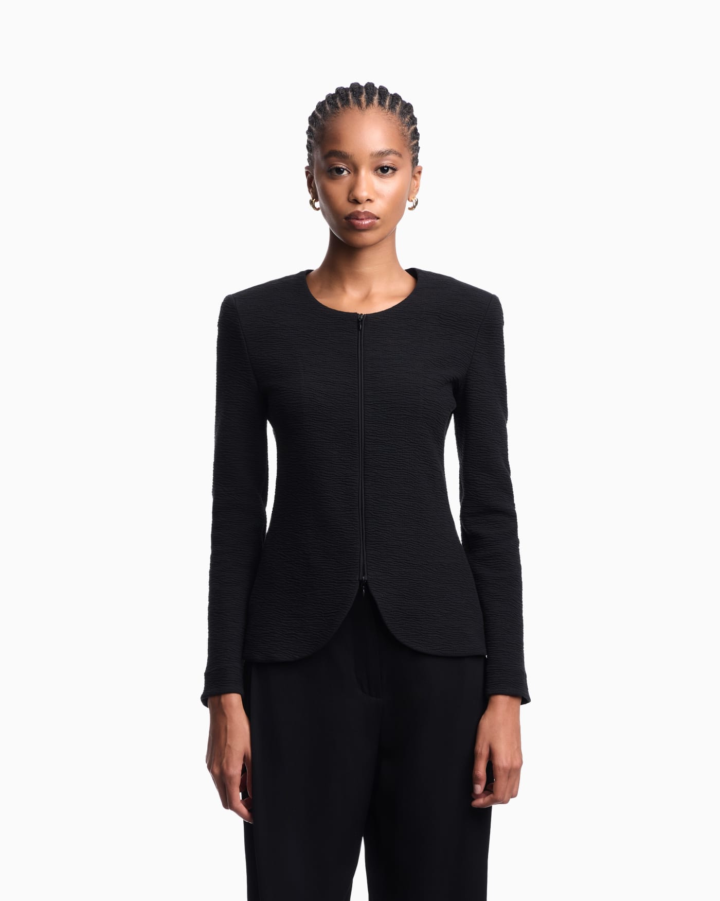 Embossed jersey zip-up jacket