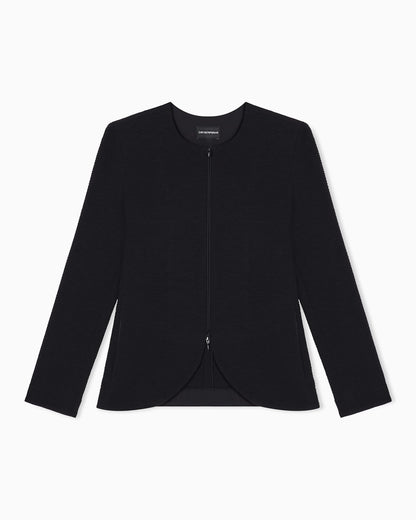 Embossed jersey zip-up jacket