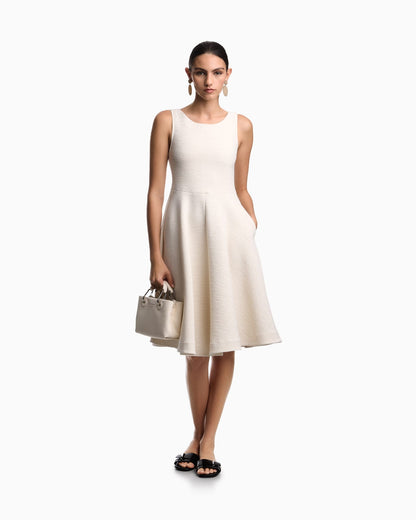 Embossed jersey full-skirted dress