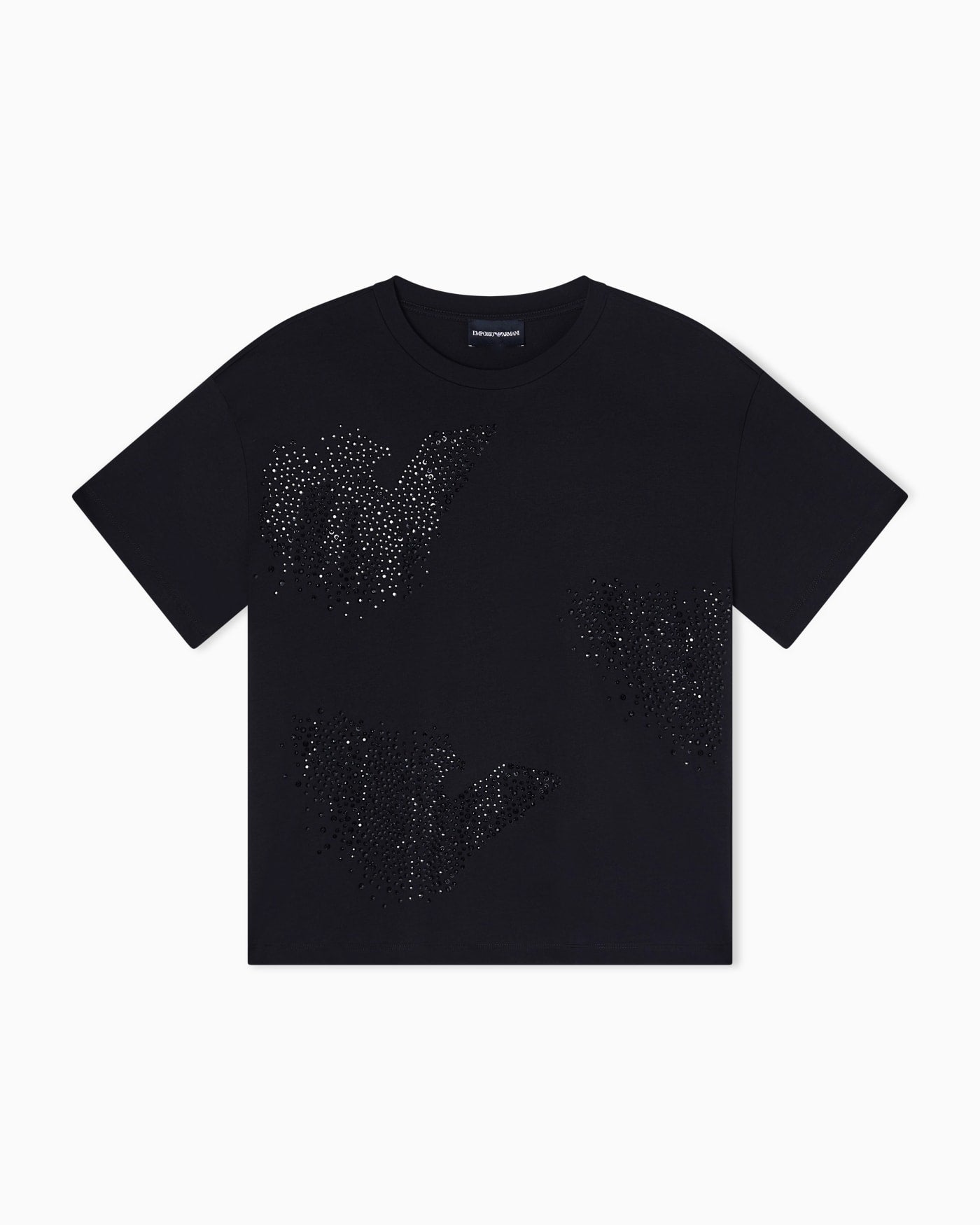 jersey T-shirt with rhinestone eagle