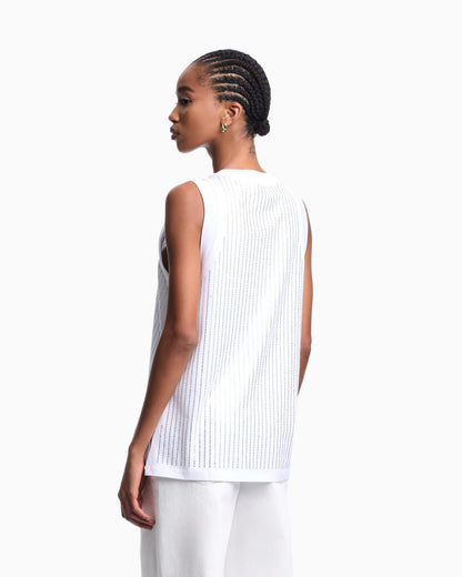 Mercerised tank top with rhinestones