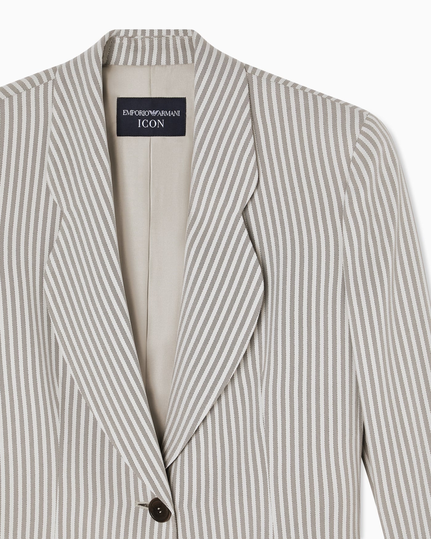 Icon single-breasted jacket in striped fluid crêpe