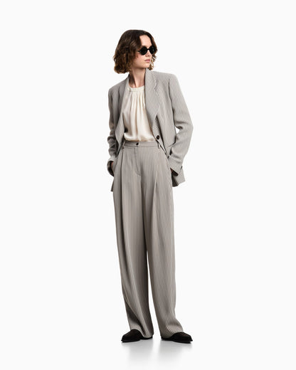 Icon single-breasted jacket in striped fluid crêpe