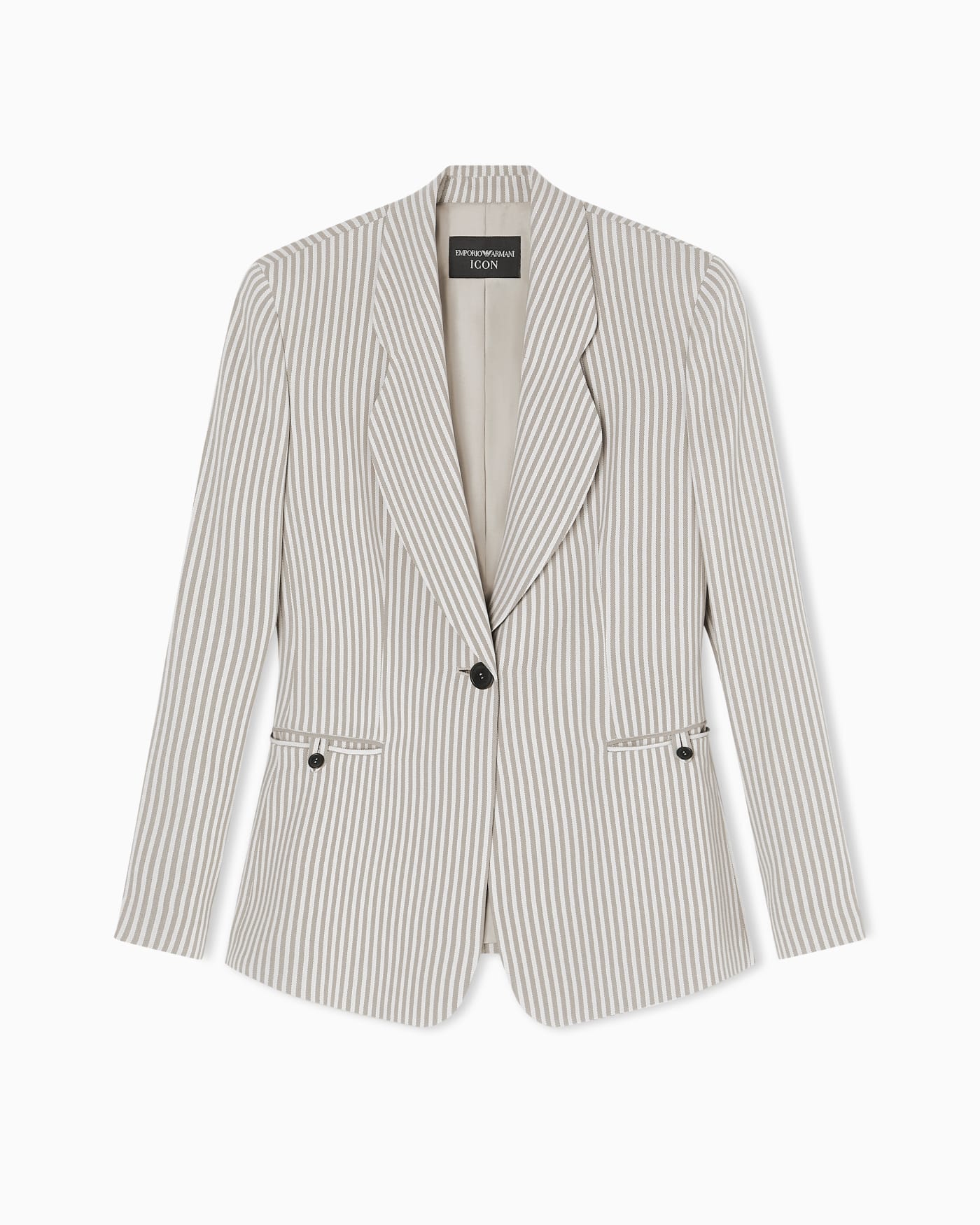 Icon single-breasted jacket in striped fluid crêpe