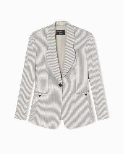 Icon single-breasted jacket in striped fluid crêpe