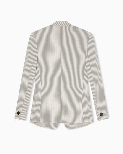 Icon single-breasted jacket in striped fluid crêpe