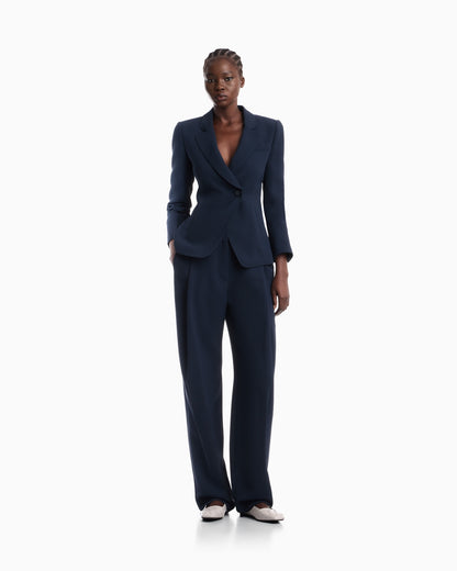 Unlined high-waisted wide-leg trousers with side pockets