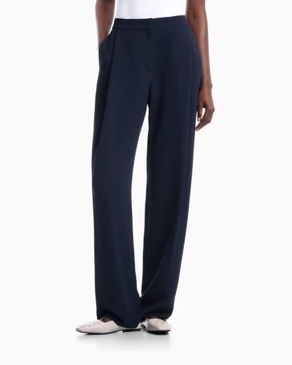 Unlined high-waisted wide-leg trousers with side pockets