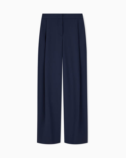 Unlined high-waisted wide-leg trousers with side pockets