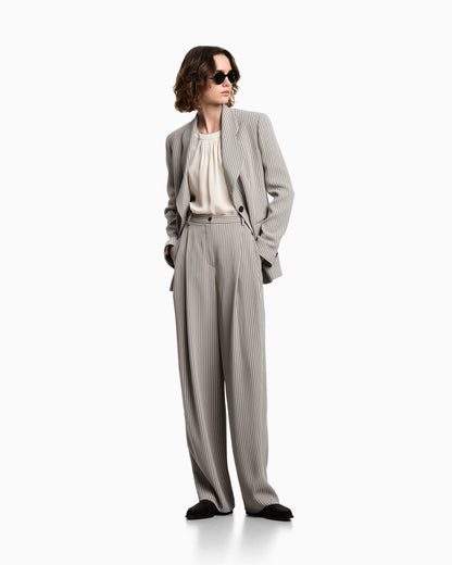 Icon striped fluid crêpe darted trousers